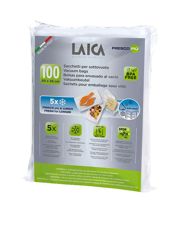 Pungi pentru vidat alimente, 20x28 cm, Laica VT3501, 100 pungi